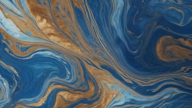 Marbled blue abstract background liquid marble pattern