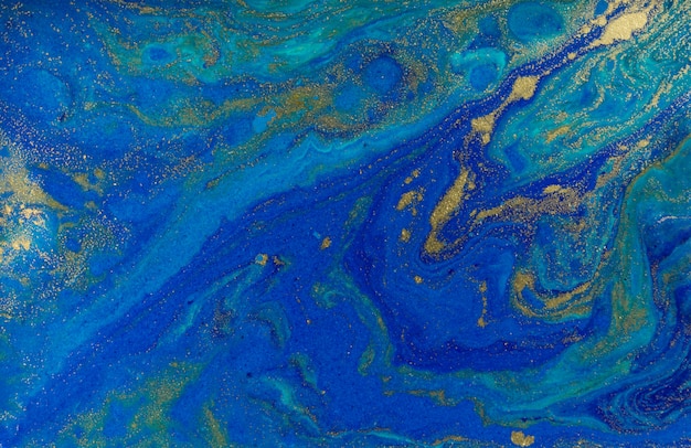 Marbled blue and gold abstract background