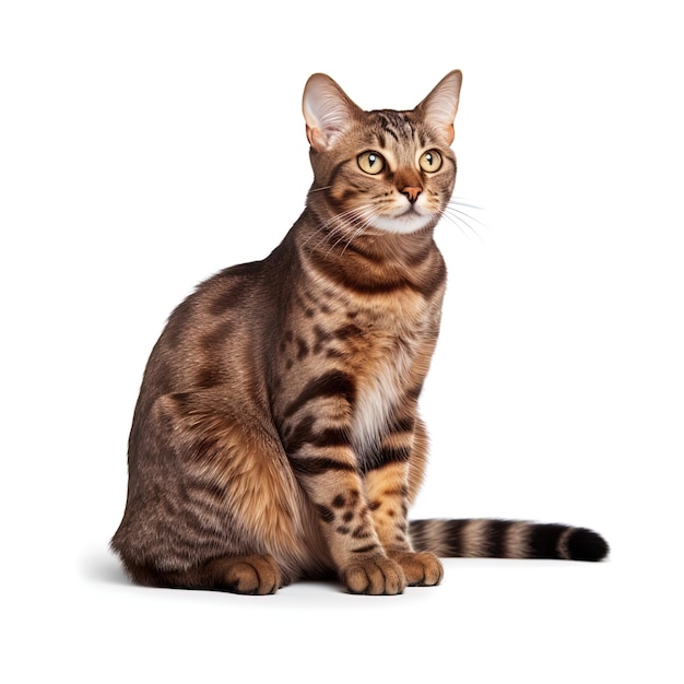 Marbled cat on white background