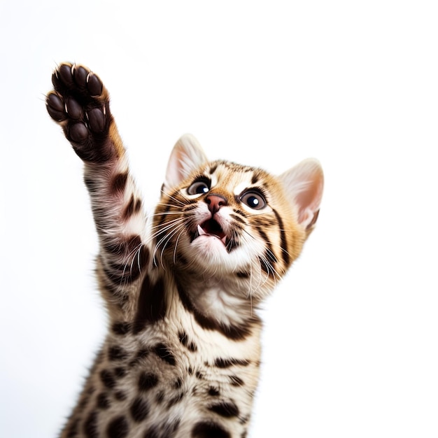 Marbled cat on white background