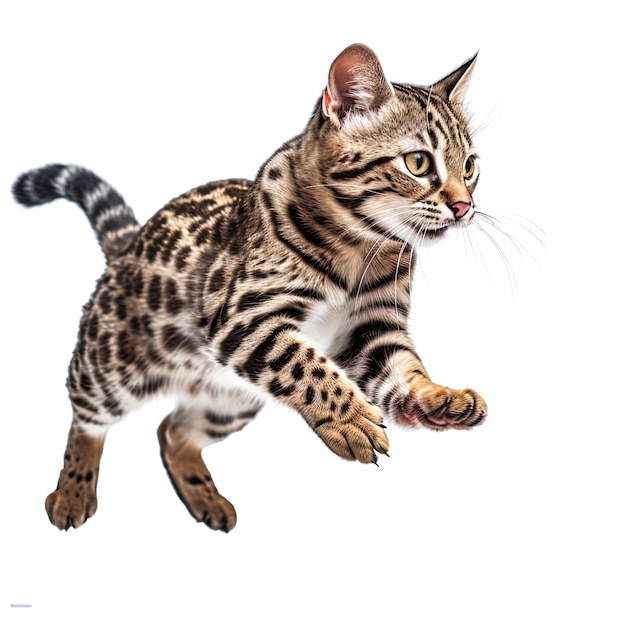 Marbled cat on white background