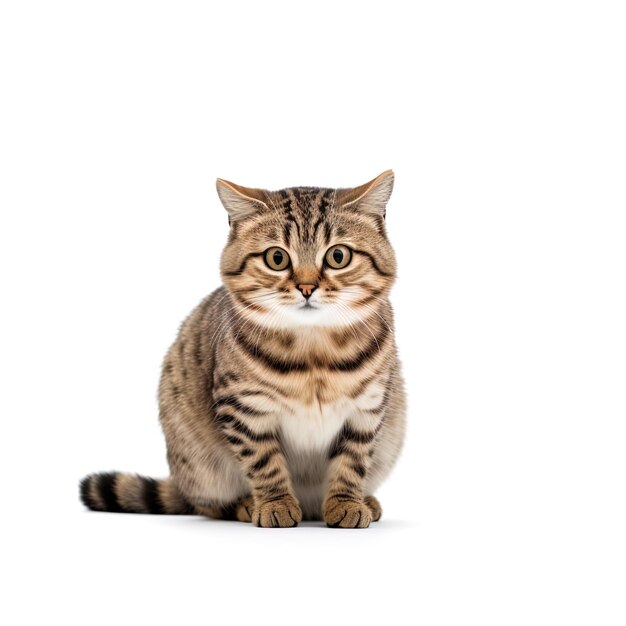 Marbled cat on white background