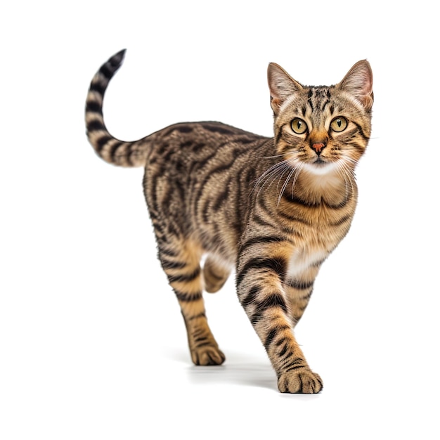 Marbled cat on white background