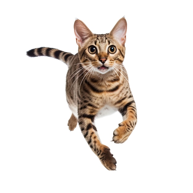 Marbled cat on white background