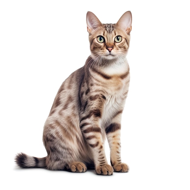 Marbled cat on white background