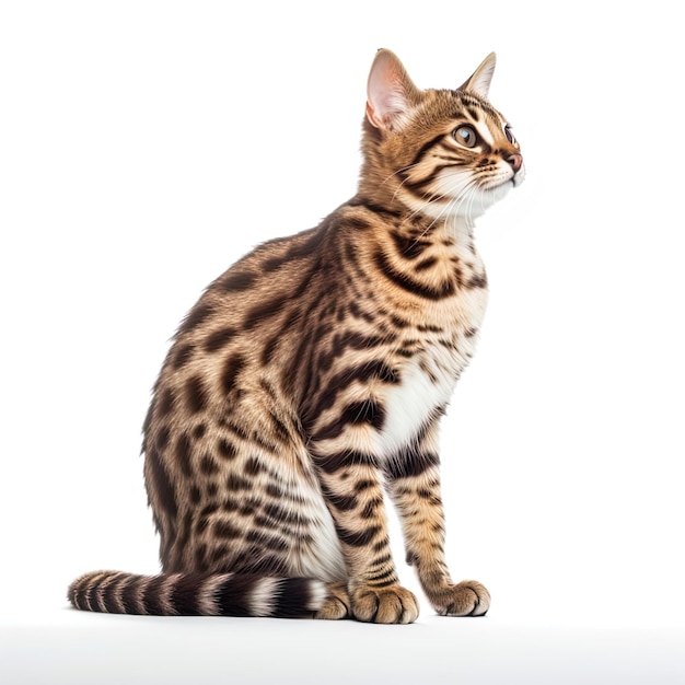 Marbled cat on white background