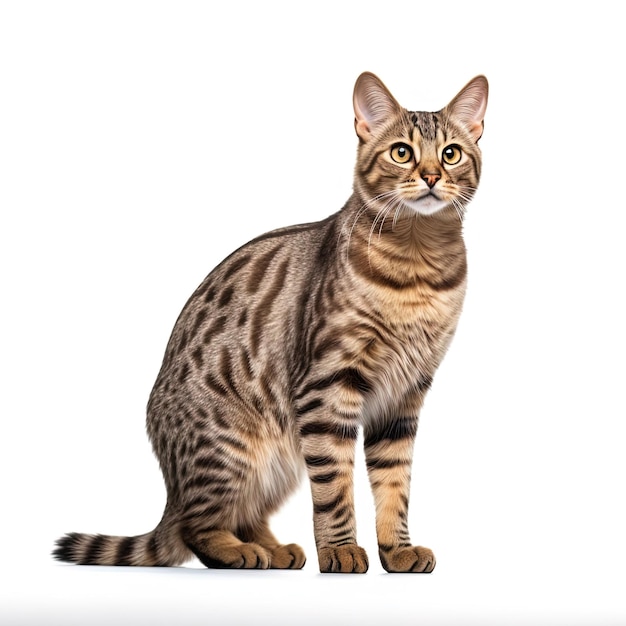 Marbled cat on white background