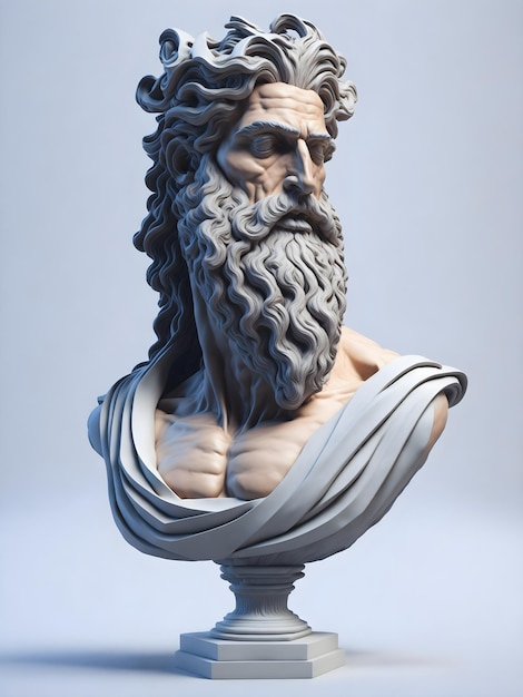 marbled greek god with solid background