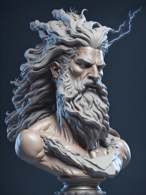 marbled greek god with solid background