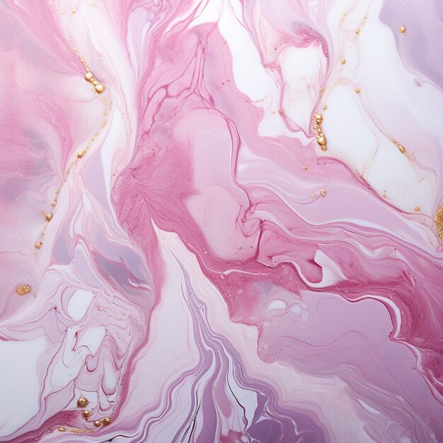 Photo marbled surface with pink and white paint and gold accents generative ai