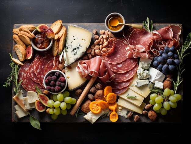 Photo marblelaid charcuterie a symphony of flavors and textures