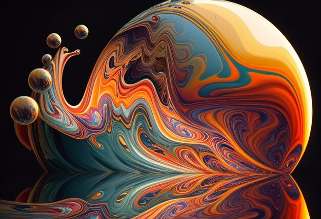 Photo marbling art generative ai