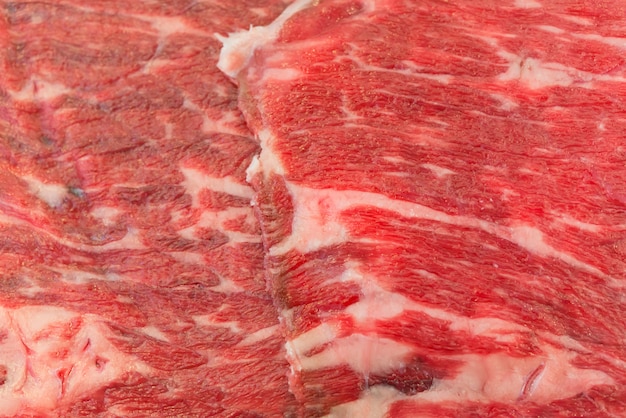 Marbling Japanese beef, raw beef, fresh meat. Japanese wagyu beef sliced