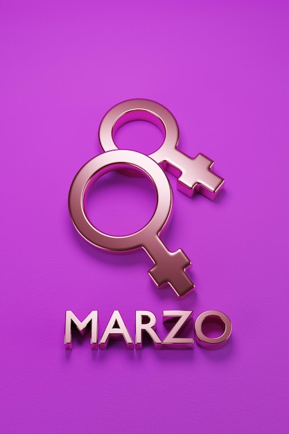 March 8th in spanish with female symbols Women39s day concept 3d illustration