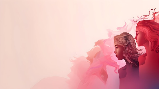 파스텔 핑크에 단결 여성의 날 배너 행진