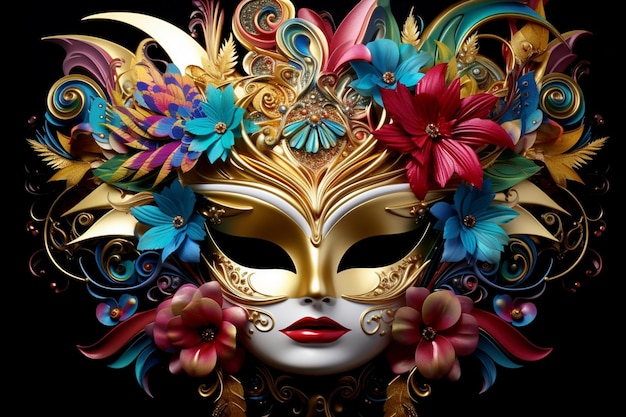Mardi gras carnival face mask realistic