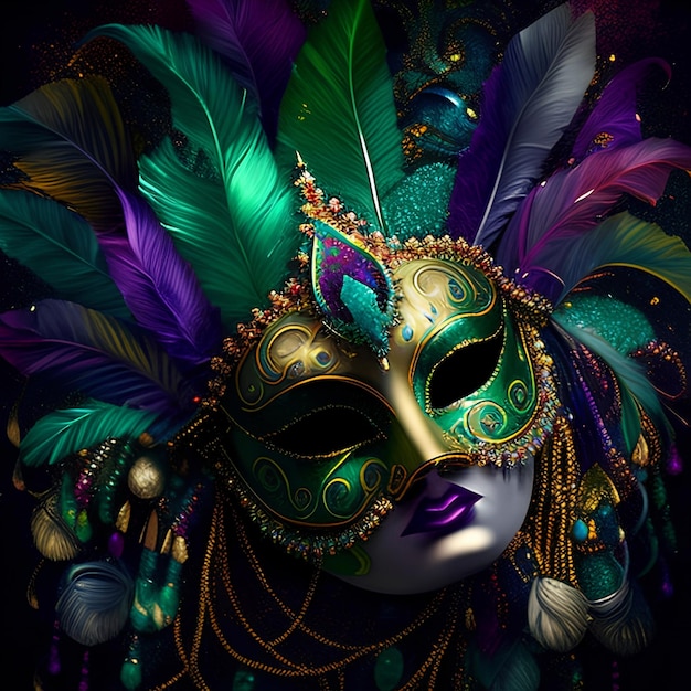 Mardi gras carnival mask AI generated image