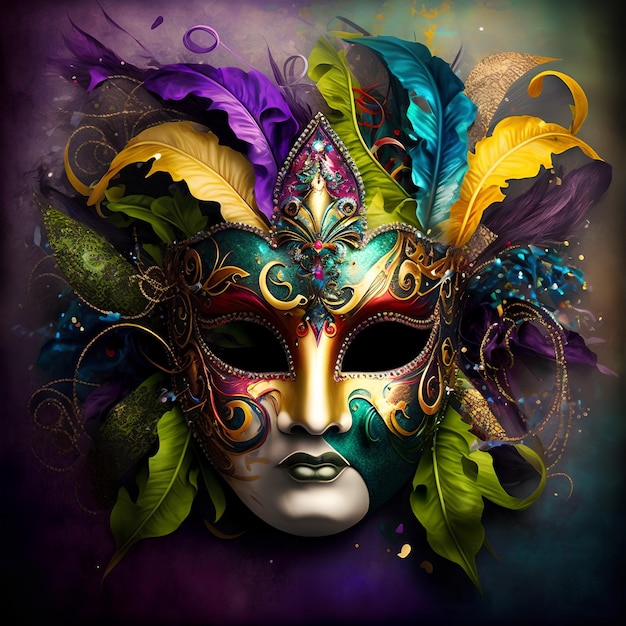 Mardi gras carnival mask Ai generative art