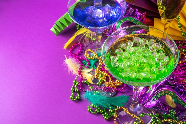 Mardi gras cocktails set