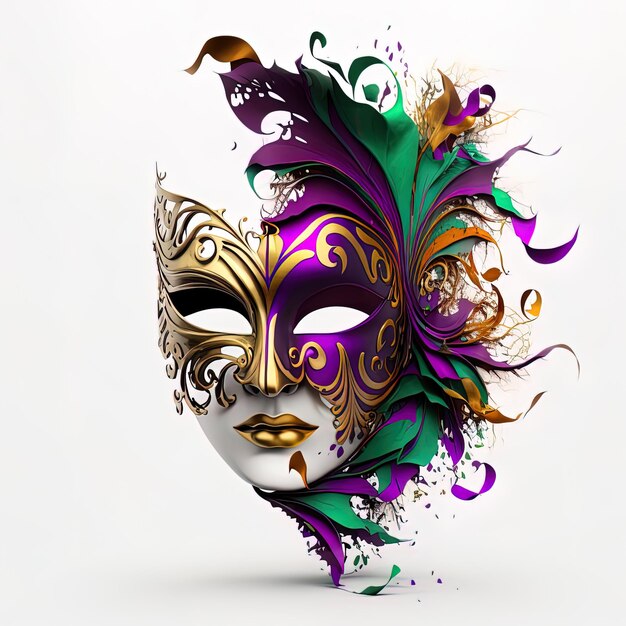 Mardi gras festive carnival mask on a white background