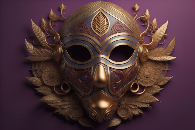 Mardi Gras mask isolated on solid color background ai generative