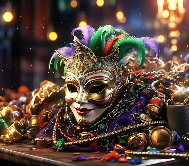 Foto maschera veneziana o di carnevale del mardi gras per blog e pubblicità