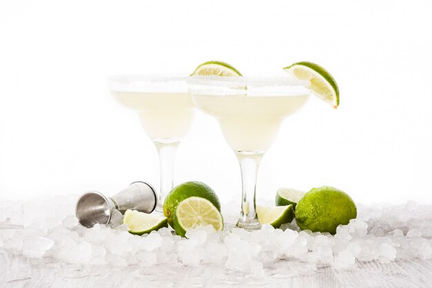 Margarita cocktail with lime in glass isolated,.