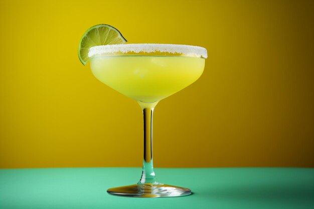 Photo a margarita with a lime slice in a glass