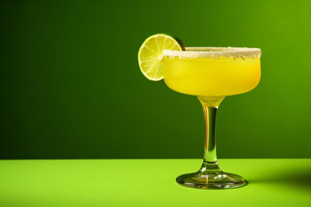 A margarita with a lime slice on the rim
