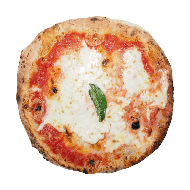 Margherita pizza gebakken voedsel geïsoleerd over white