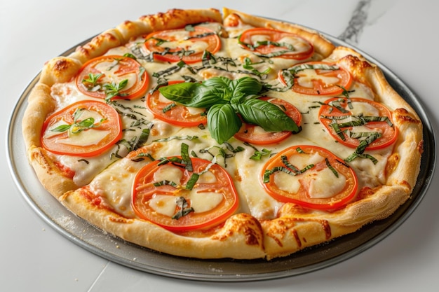 Margherita pizza Italiaanse stijl met mozzarella tomaten en basilicum