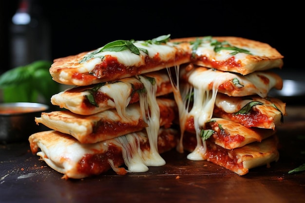 Foto pizza margherita e quesadilla