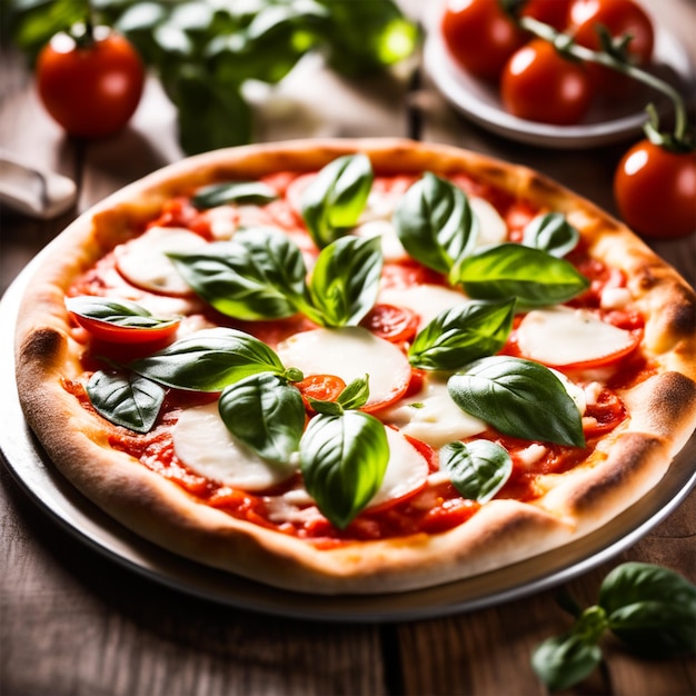 Margherita pizza with various ingredients on the table ai