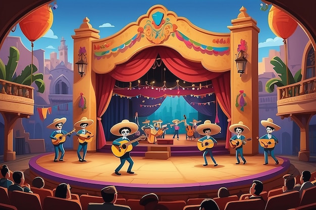 Mariachi Madness Cartoon Stage Alive with Lively Tunes