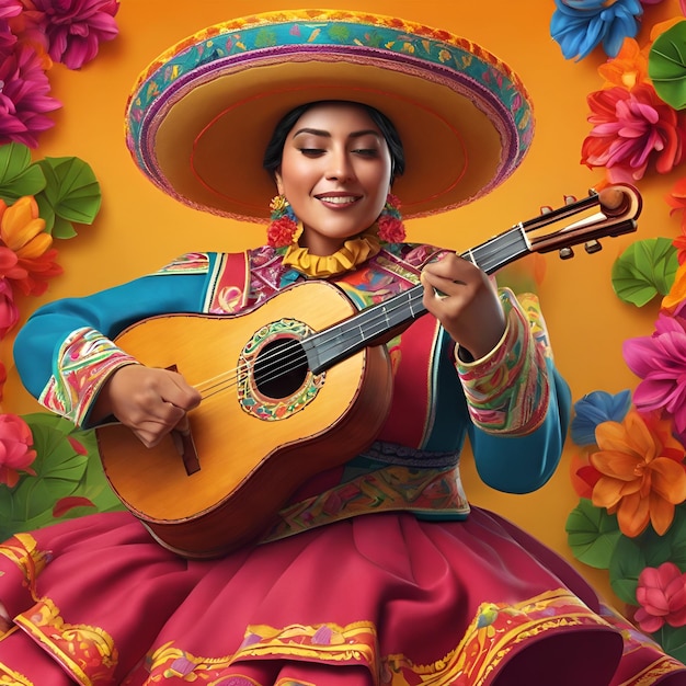 Mariachi-muziek afgebeeld door middel van feestelijke kleurrijke feesten