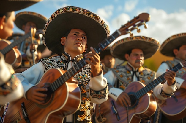 Foto mariachi-muzikanten in traditionele kleding