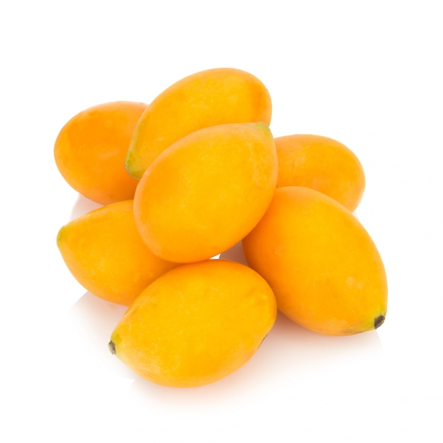 Marian plum Thai fruit isolated. Mayongchid. Maprang. Marian Plum. Plum Mango