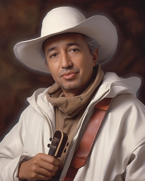 mariavhi mexican man with white suit and white hat