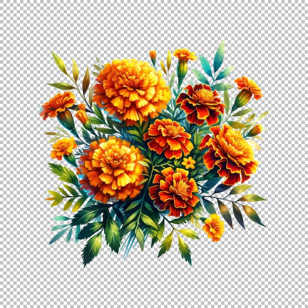 Photo marigold arrangement illustration isolated on transparent background