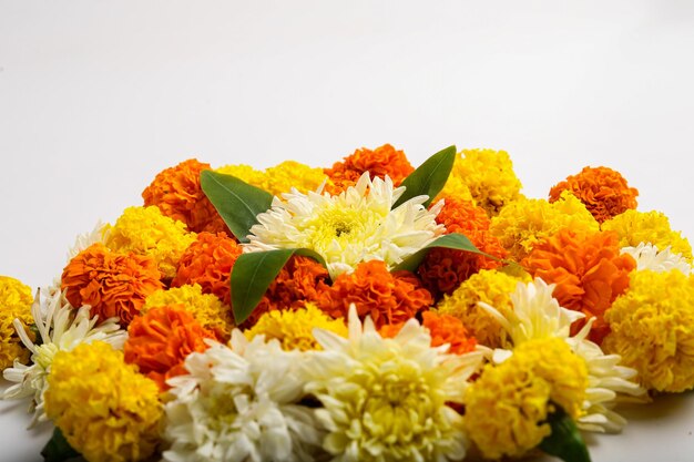 Marigold Flower rangoli Design for Diwali Festival Indian Festival flower decoration