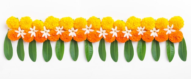 Marigold Flower rangoli Design for Diwali Festival