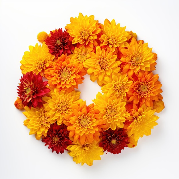 퐁갈 디왈리 결혼을 위해 투명한 배경에 고립된 메리골드 꽃 Generative Ai