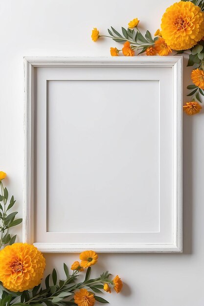 Marigold Melody Mingle lege Frame Mockup met witte lege ruimte voor het plaatsen van uw ontwerp