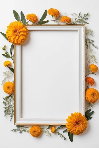 Marigold Mirth blank Frame Mockup with white empty space for placing your design