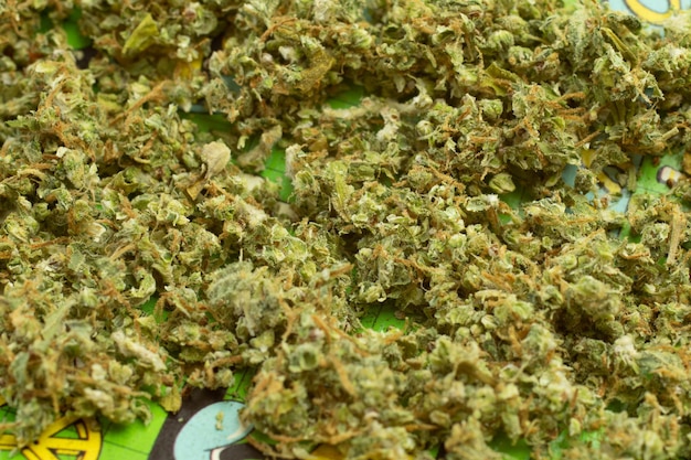 Foto marihuana cannabis achtergrond bovenaanzicht