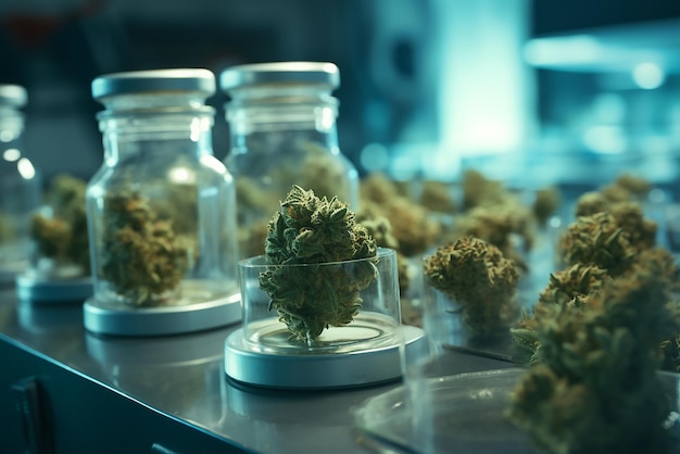 Marijuana is being researched in a laboratory