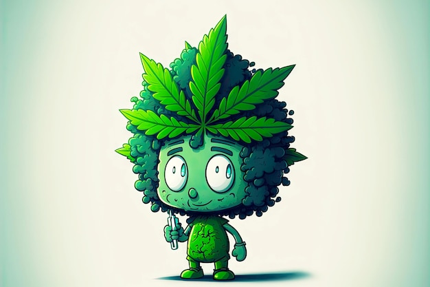 Photo marijuana legalisation awareness campaign work with cannabis leaf cartoon character