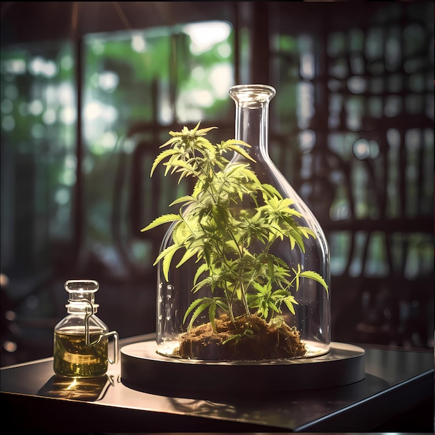 Marijuana plant in science lab