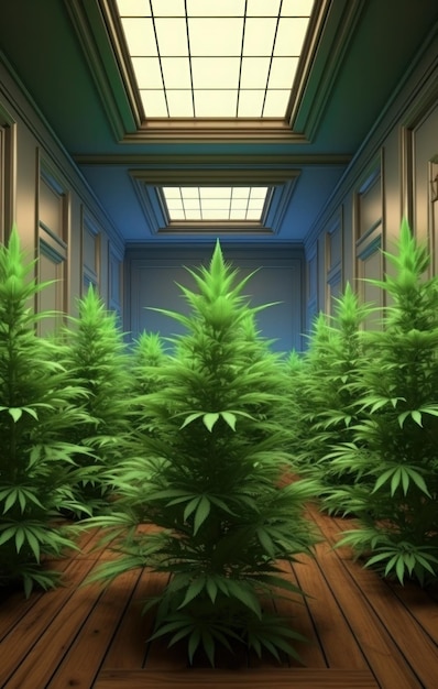 Marijuana struiken groeien in een speciale kamer