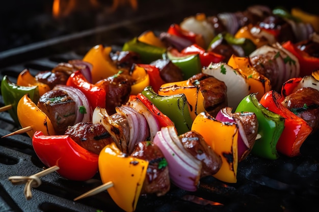 Marinated BBQ abobs with Colorful Bell Peppers